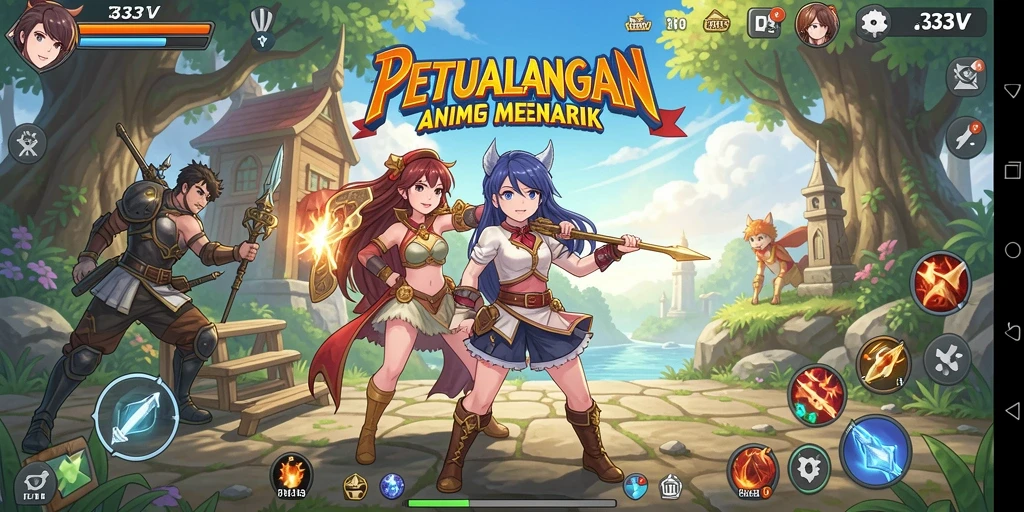 Tampilan gameplay mendebarkan di dunia Anime 333V.
