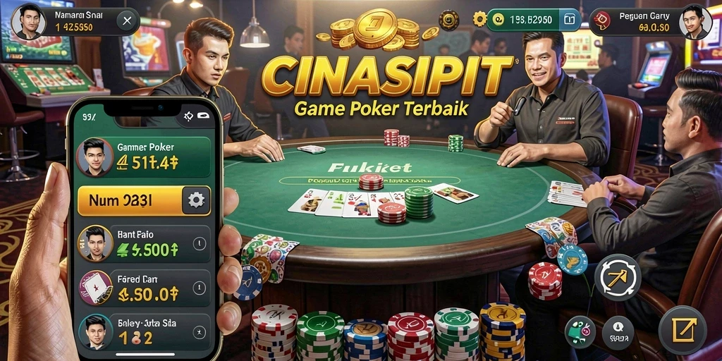 Tangkapan layar gameplay CINASIPIT menampilkan suasana poker yang seru.