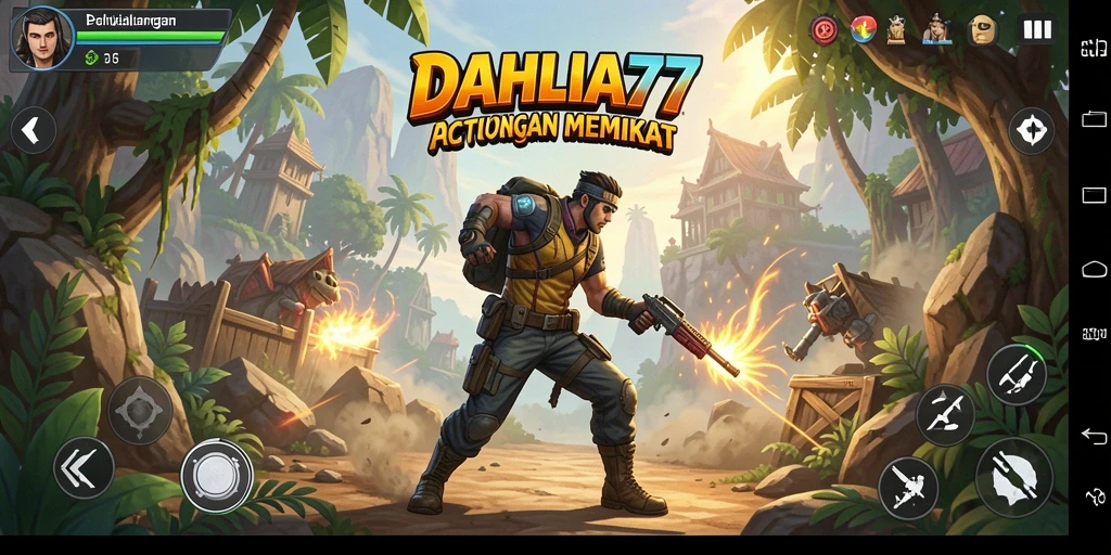 Tampilan gameplay action yang penuh adrenalin di DAHLIA77.