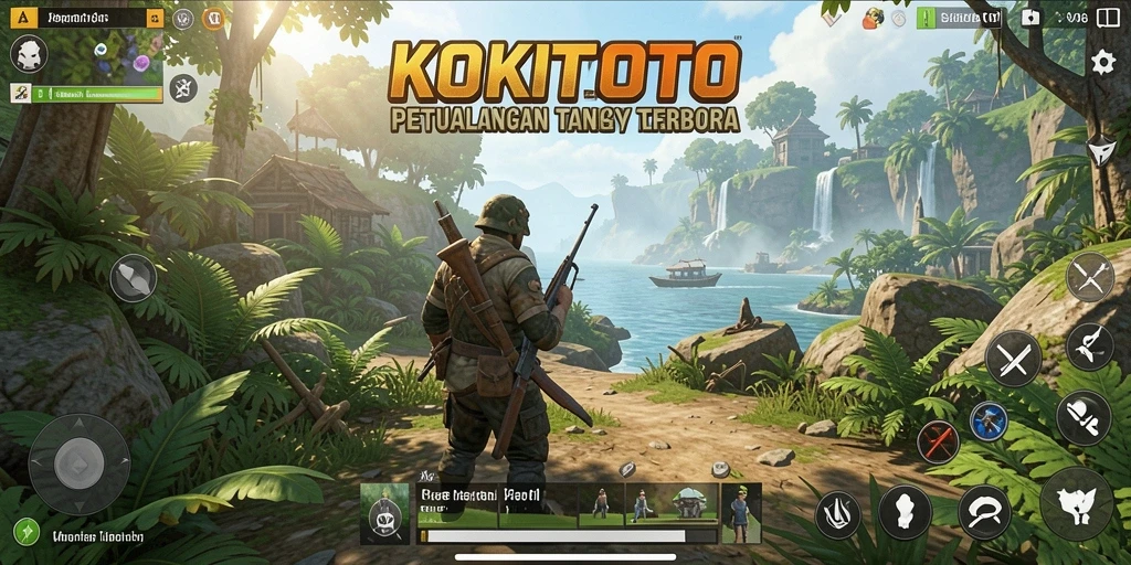 Tampilan gameplay KOKITOTO yang memukau di dunia terbuka.