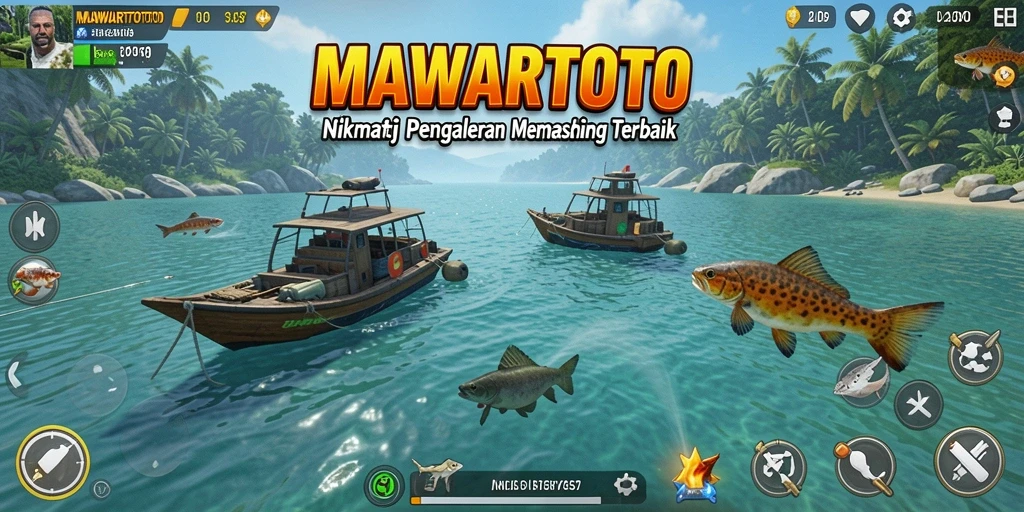 Menggambarkan aksi memancing seru di MAWARTOTO dengan ikan besar.