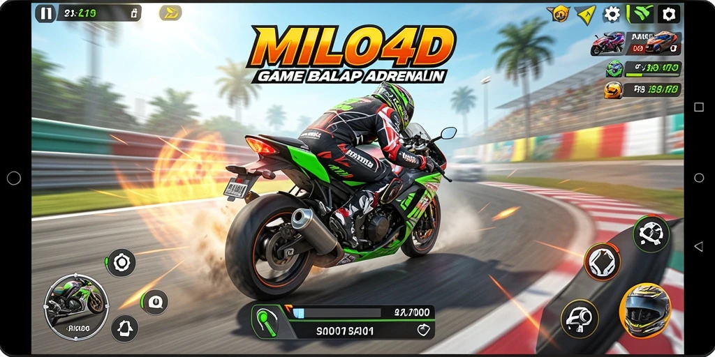 Gameplay MILO4D yang seru dan penuh aksi balapan motor.