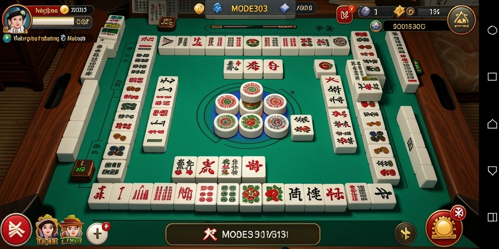 Screenshot utama MODE303 menampilkan aksi seru permainan Mahjong.