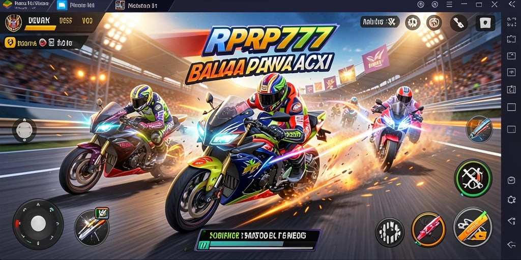 Tampilan seru gameplay balapan motor dalam RPRP777.