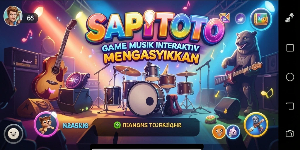 Screenshot dari gameplay SAPITOTO yang menunjukkan tantangan musik.