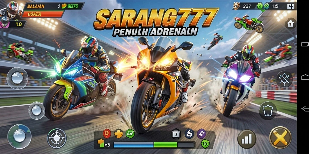 Gambaran gameplay balapan motor SARANG777 yang mendebarkan.