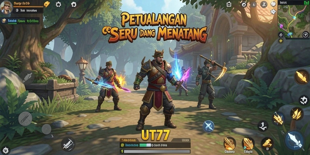 Screenshot utama UT77 menampilkan aksi seru dalam petualangan RPG.